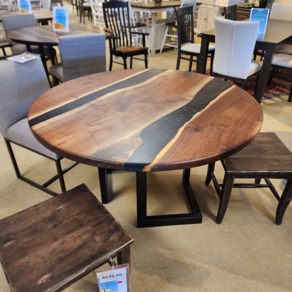 Round Black Walnut and Black Resin Table 1