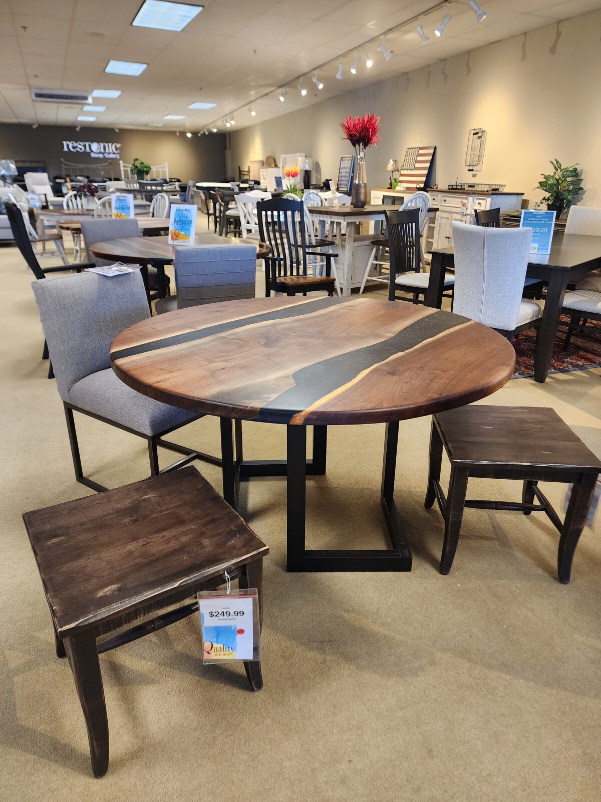 Round Black Walnut and Black Resin Table 1 - Image 2